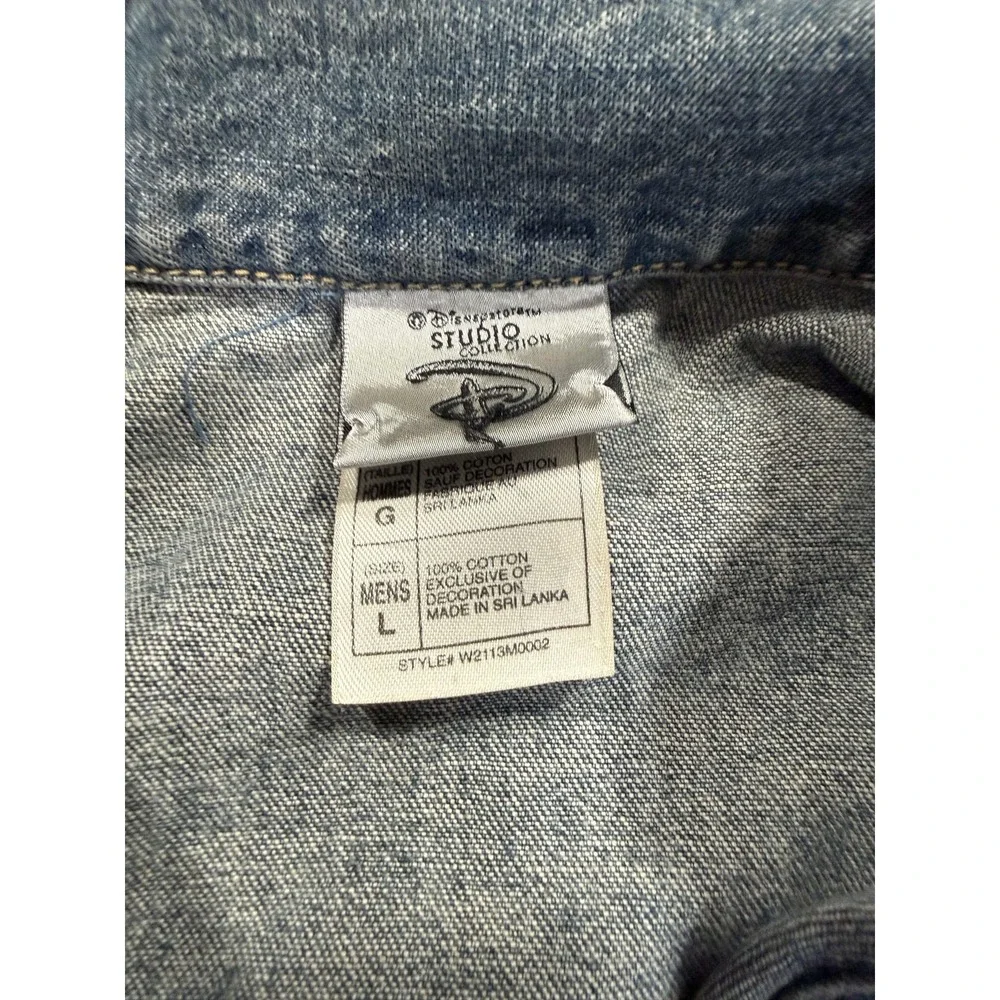 Disney Studio Collection Jacket Mens Large Blue Denim Jack Skellington Halloween